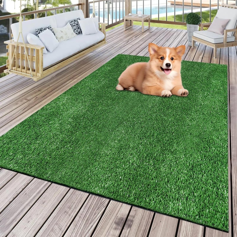 FREADEM Artificial Grass Rug, 4' x 6' Artificial Turf Fake Faux Grass Mat with Drainage Holes, Indoor Outdoor Synthetic Turfs for Garden Lawn Landscape Entryway Balcony Decoration - Image 1
